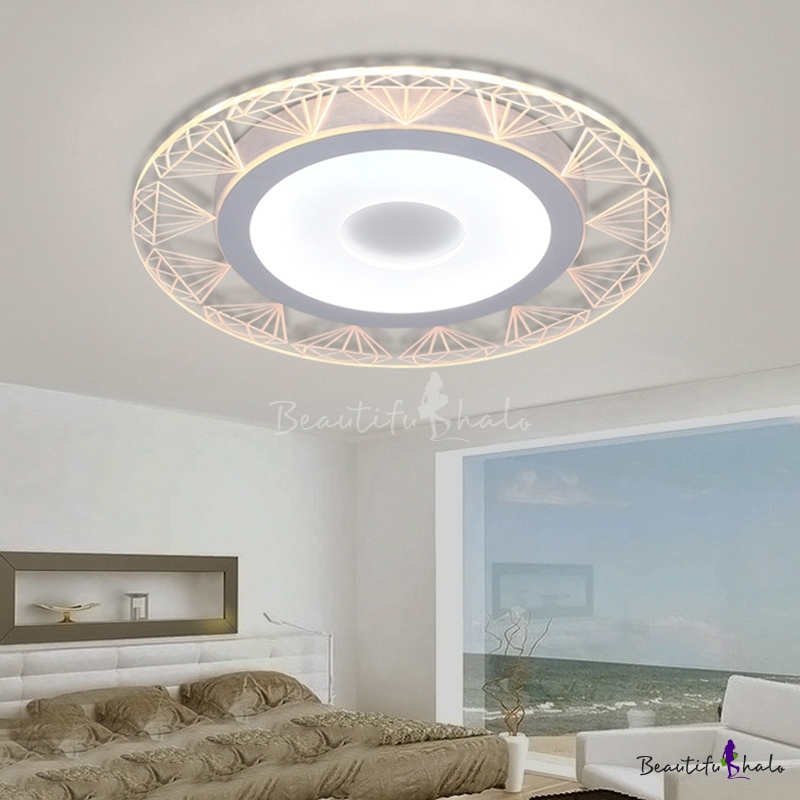 Acrylic Disc Surface Mount Ceiling Light with Diamond Pattern Concise ...