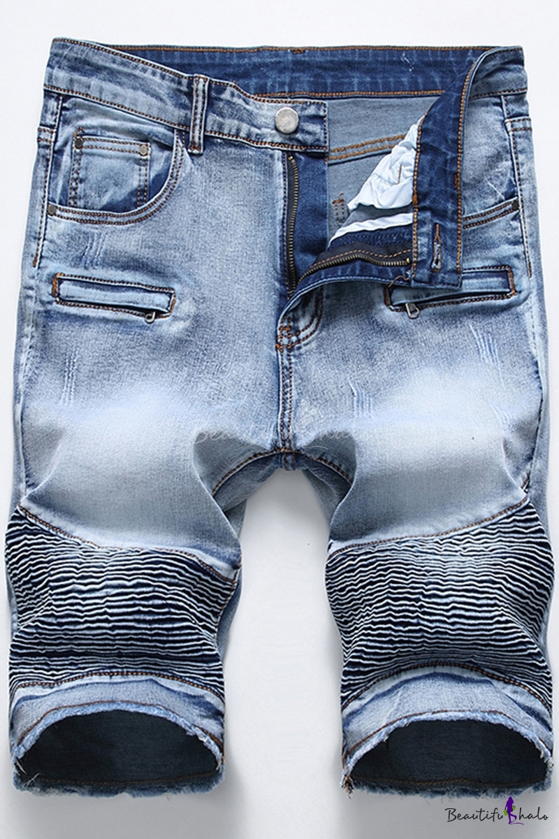 jean shorts with zipper pockets