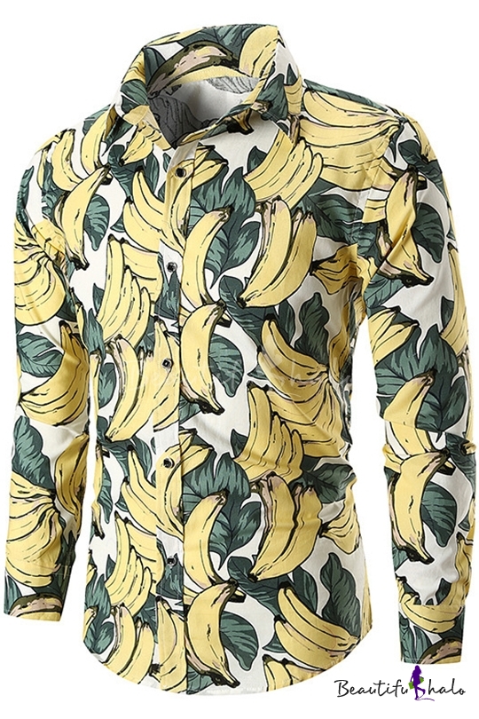 banana button up shirt