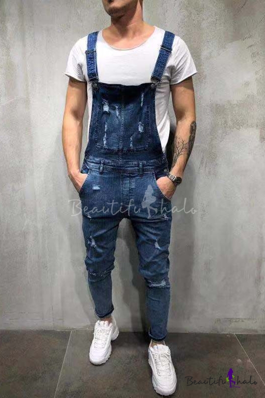 ripped overall jeans mens