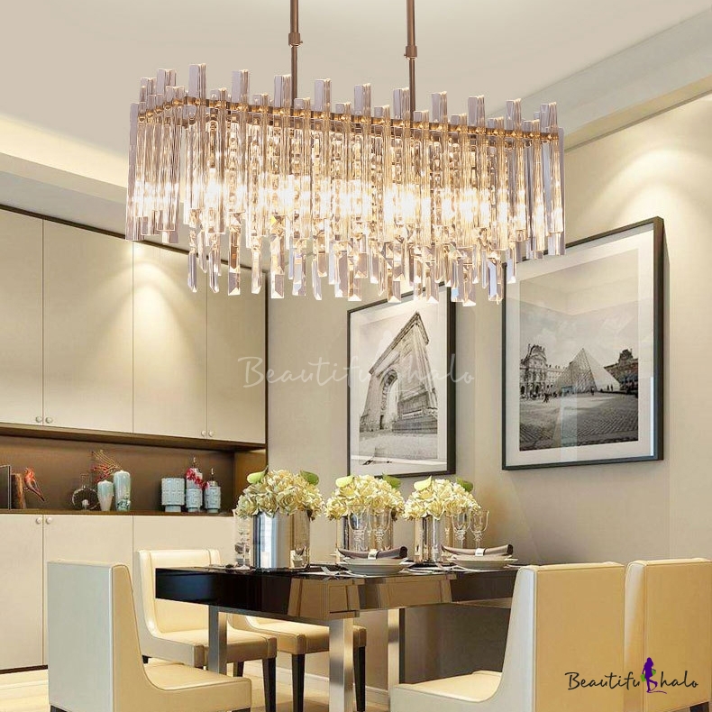 Drum/Rectangle Living Room Chandelier Clear Crystal 5 Lights Modern ...