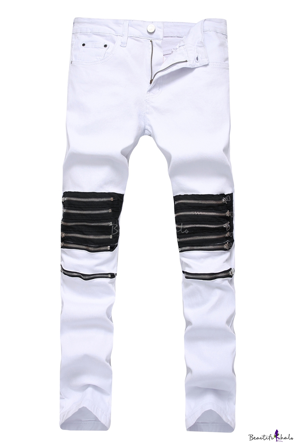 knee zipper jeans mens