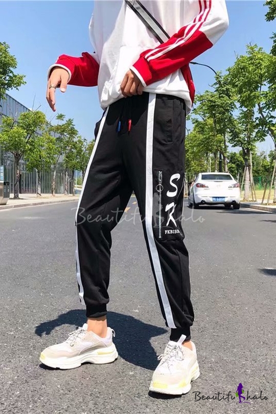 cotton track pants with zipper pockets