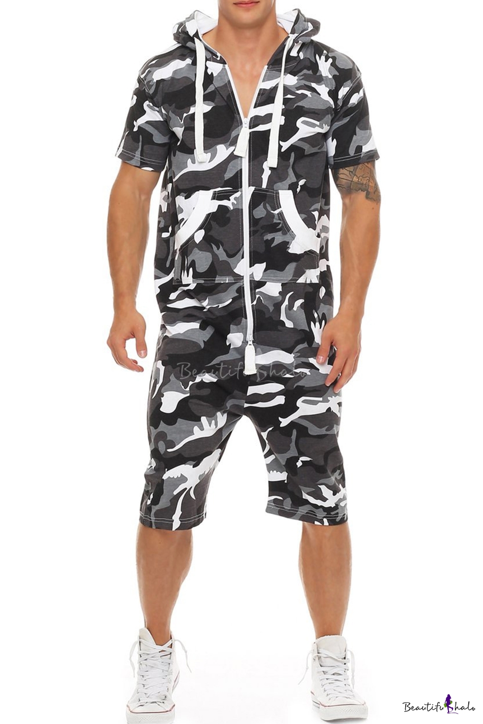 camo short sleeve hoodie