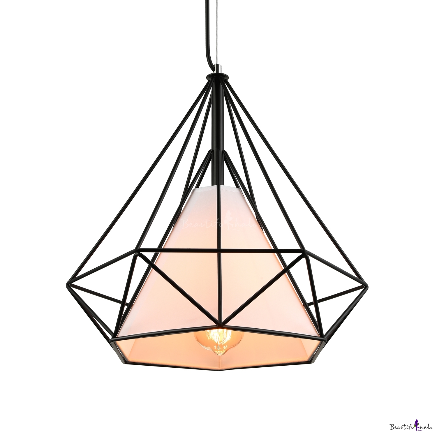 Diamond Cage LED Pendant Light in Black - Beautifulhalo.com