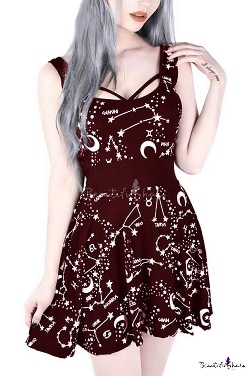 summer burgundy dress