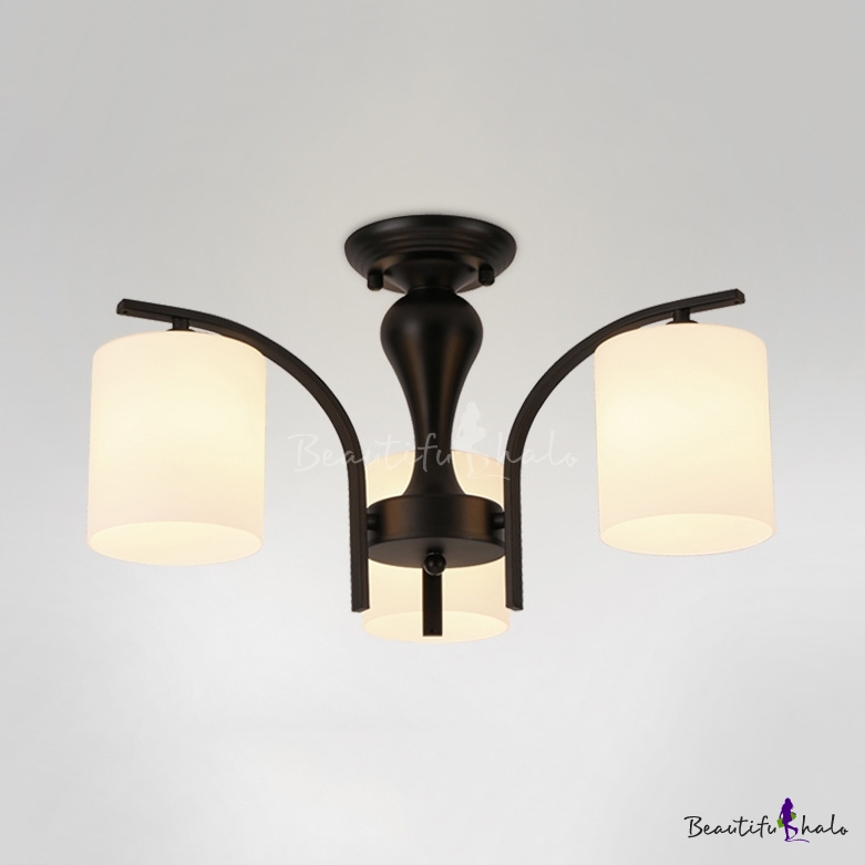 Modern Black Gold Ceiling Light With Cylinder Shape 3 5 Lights