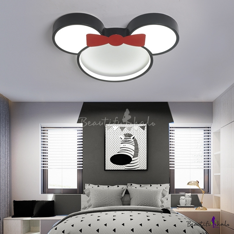 Mickey Mouse Ceiling Light Whitestepless Dimming Cute Acrylic Flush Mount Light For 7898