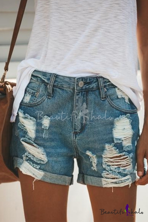 rolled jean shorts
