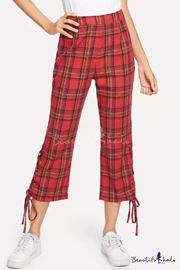 plaid cropped flare pants