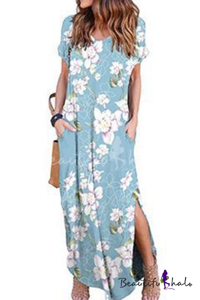 light blue casual dress with sleeves