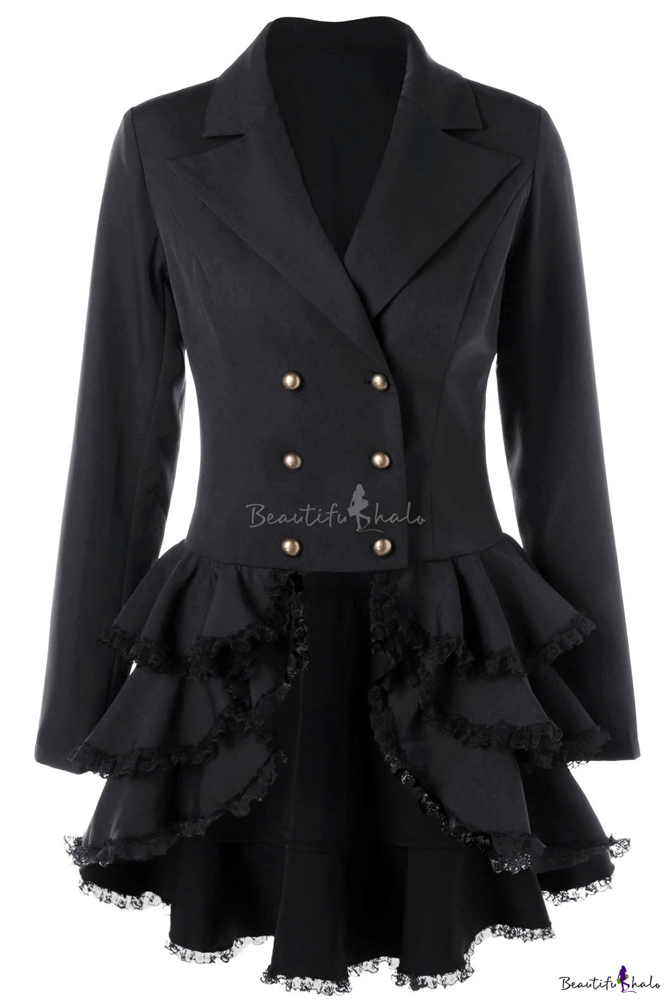 Kaitobe Women's Winter Vintage Gothic Tailcoat Button up Steampunk Jacket Tuxedo Coat Wedding Uniform Blazer Jacket 