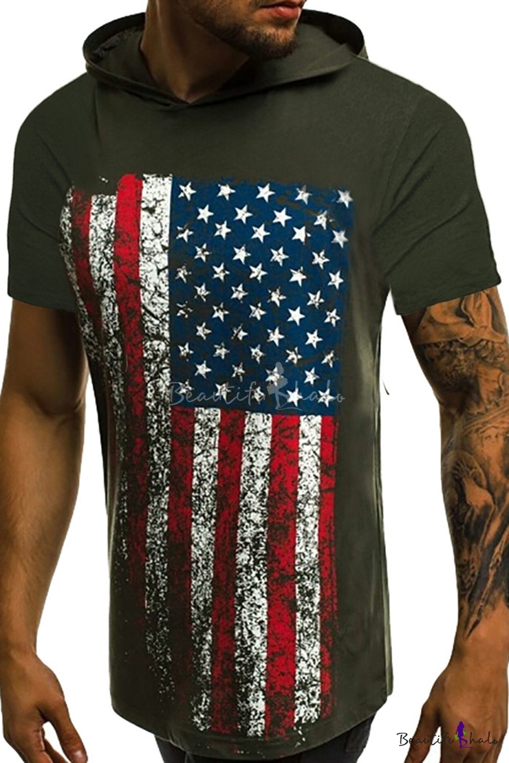 american flag on sleeve of shirt