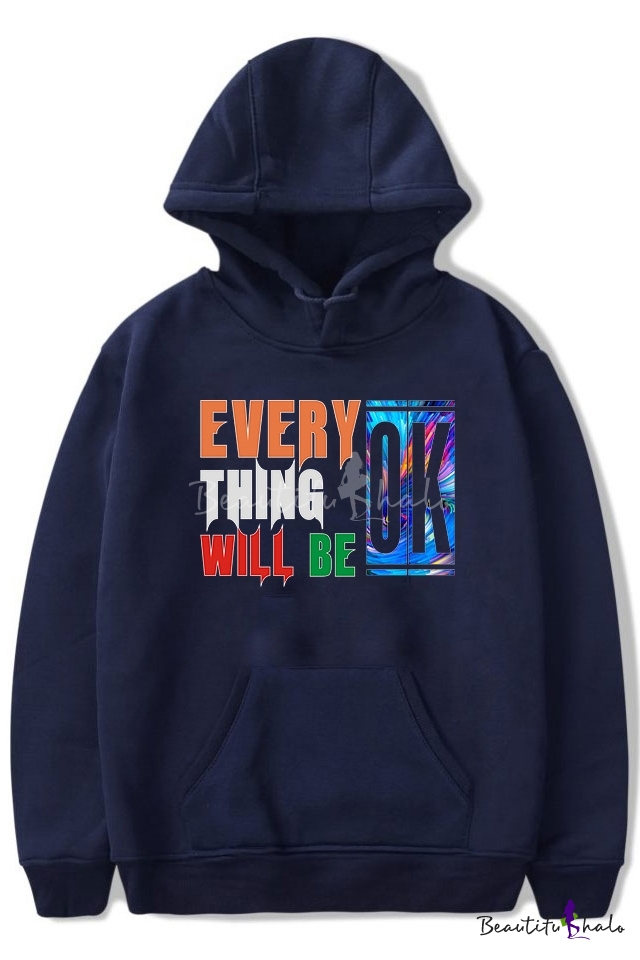 Unique Cool Letter EVERYTHING WILL BE OK Basic Long Sleeve Casual