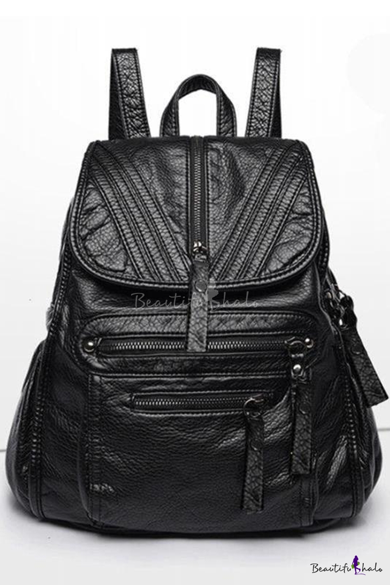 soft leather black backpack