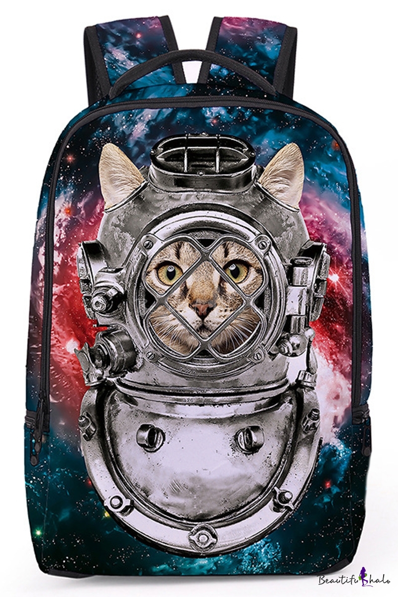 La Random Cat Cosmic Astronauts Large School Backpack Book Bag Laptop Travel Daypack for Girls Boys 