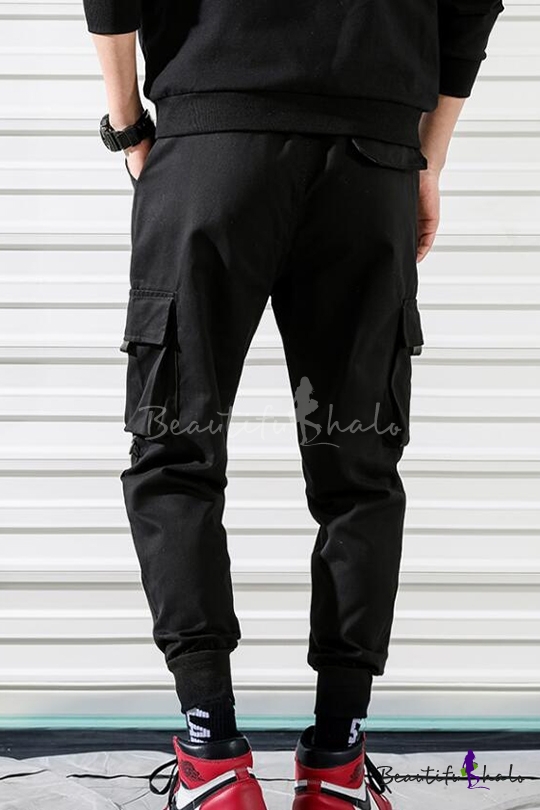 black fitted cargo pants