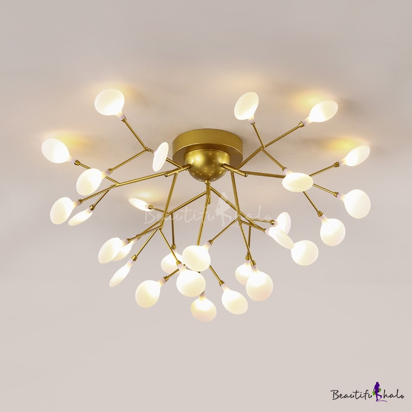 Elegant Gold LED Ceiling Light Twig 15/27/36/45 Lights Metal Semi Flush ...