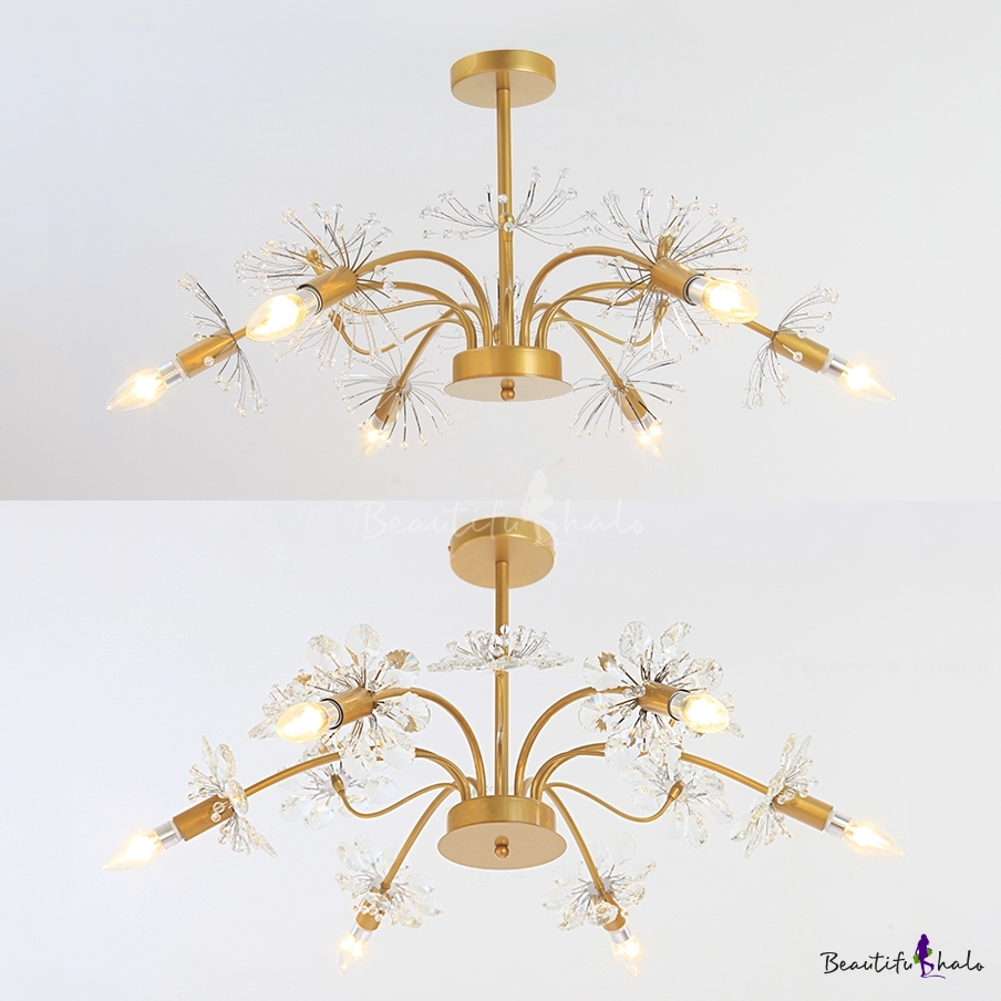 Metal Firework Pendant Light 7 Lights Creative Chandelier with Crystal ...