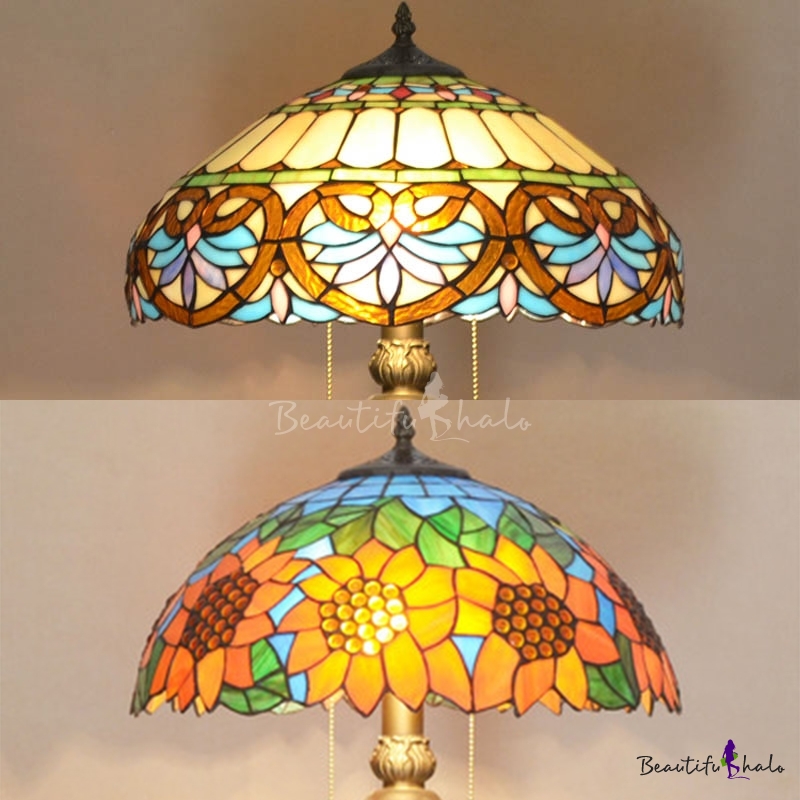 Vintage Stylish Baroque Sunflower Floor Light 1 Light Stained Glass Floor Lamp For Study Room Beautifulhalo Com