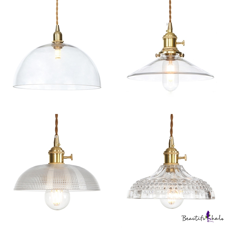 Dome/Prismatic/Ribbed/Saucer Ceiling Pendant 1 Light Clear Glass ...