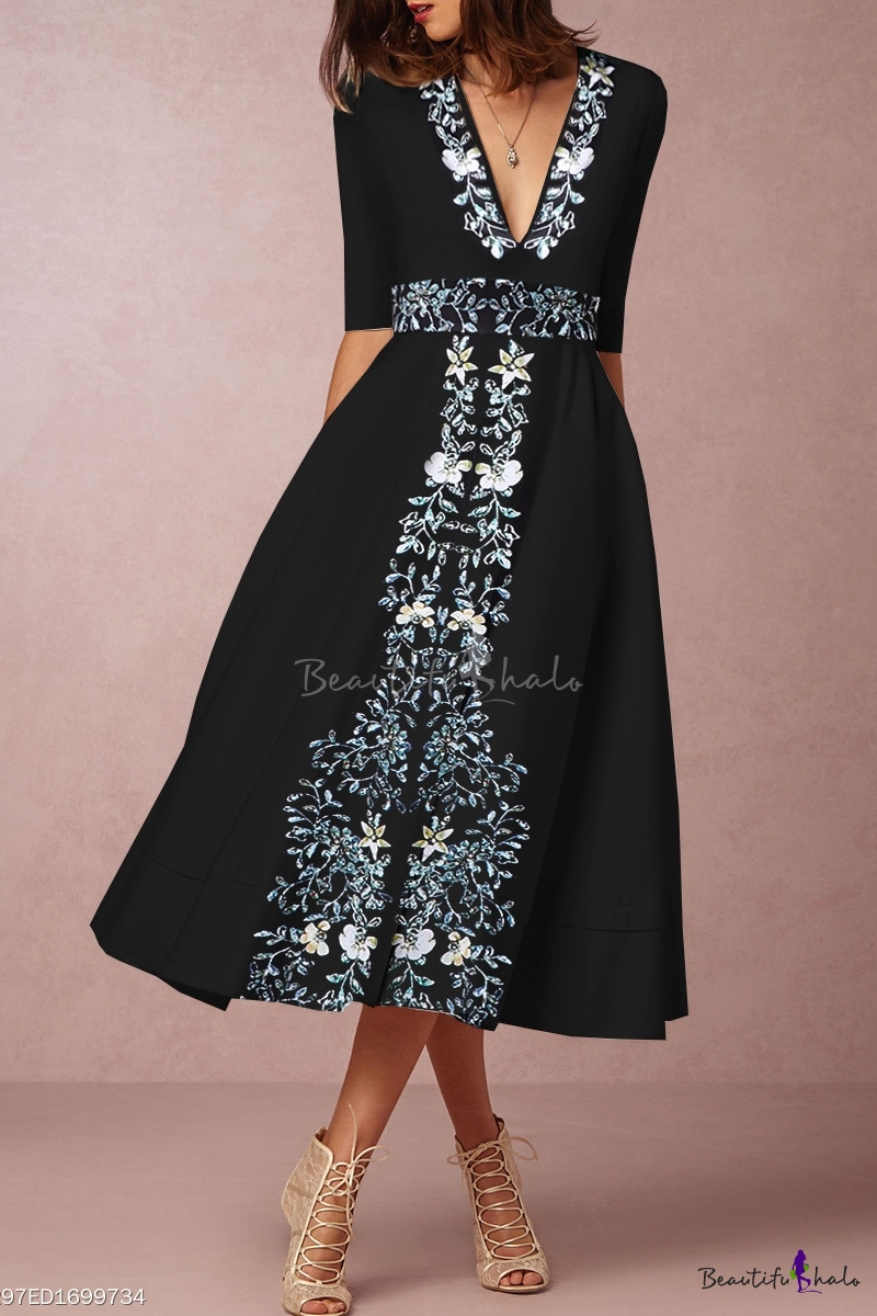 black half sleeve dress