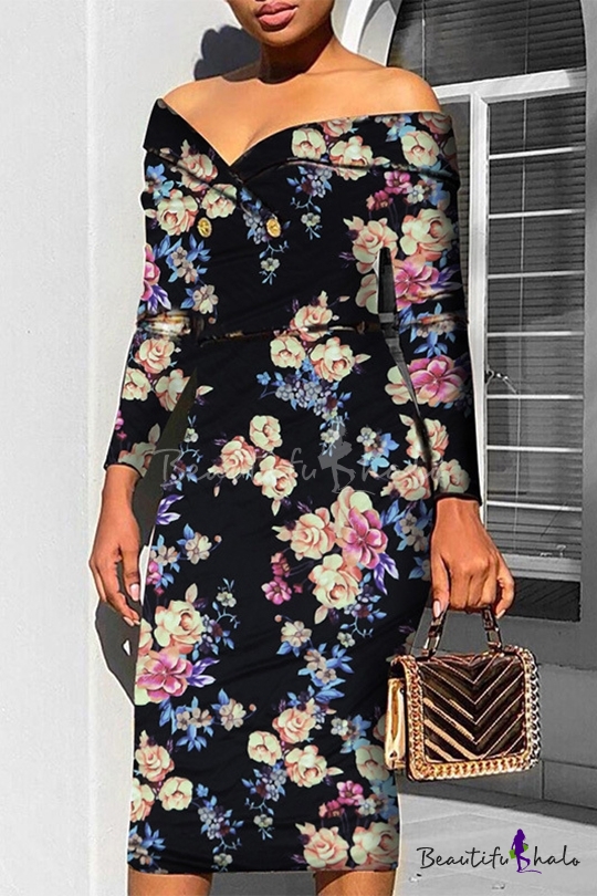 long sleeve floral print dress