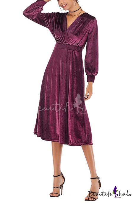 full sleeve velvet dress