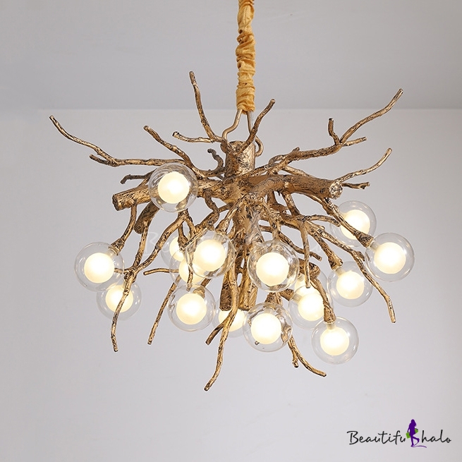 Orb Contemporary Resin Hanging Light, Tree Root Light Fixture