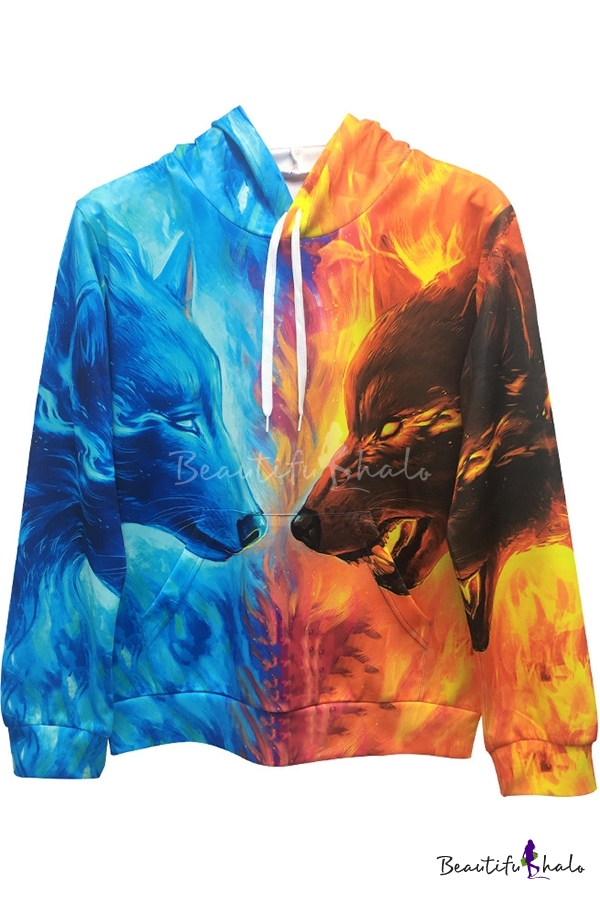 ice and fire wolf hoodie