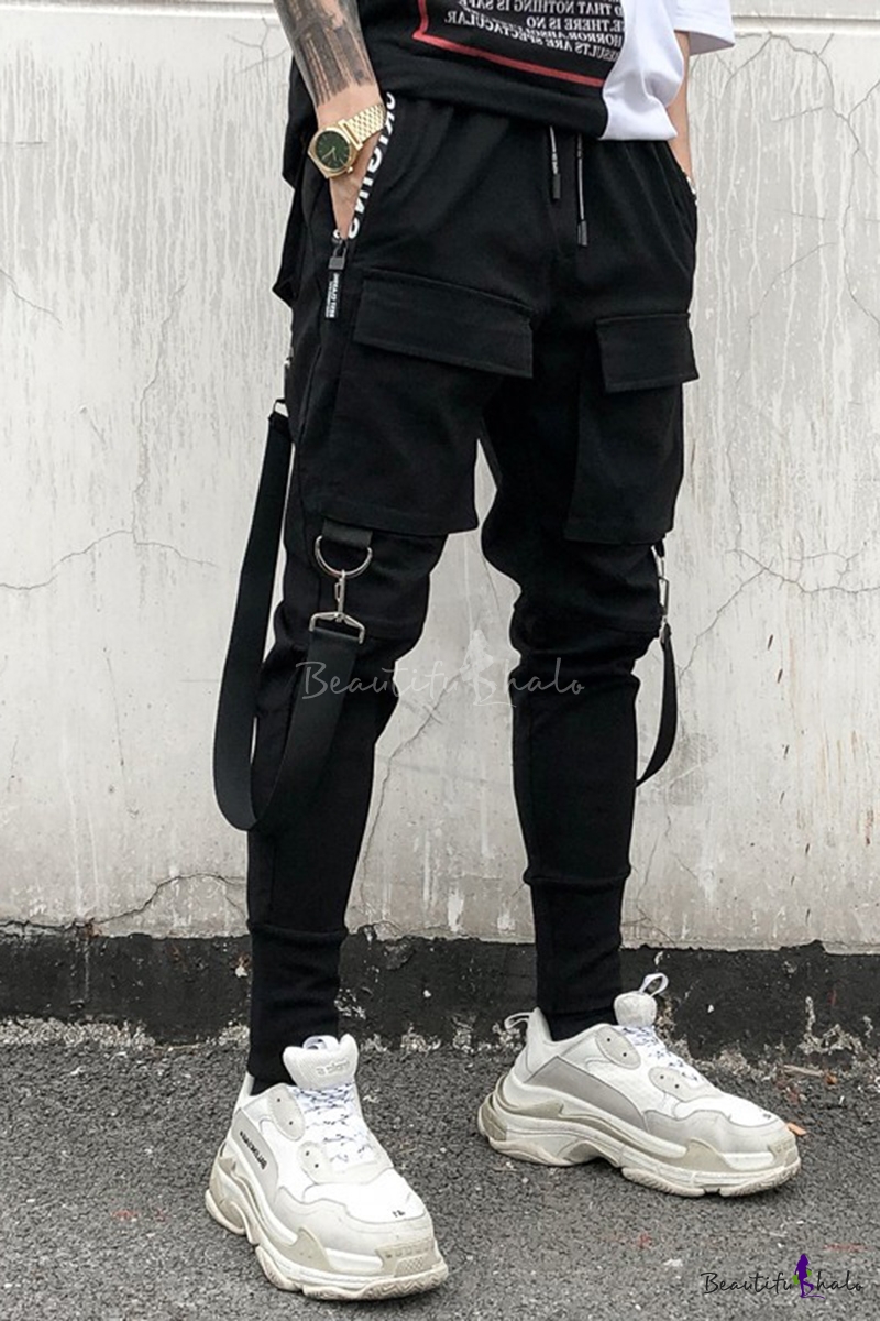 mens cargo pants with straps