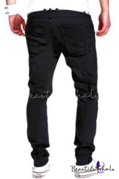 black knee cut jeans