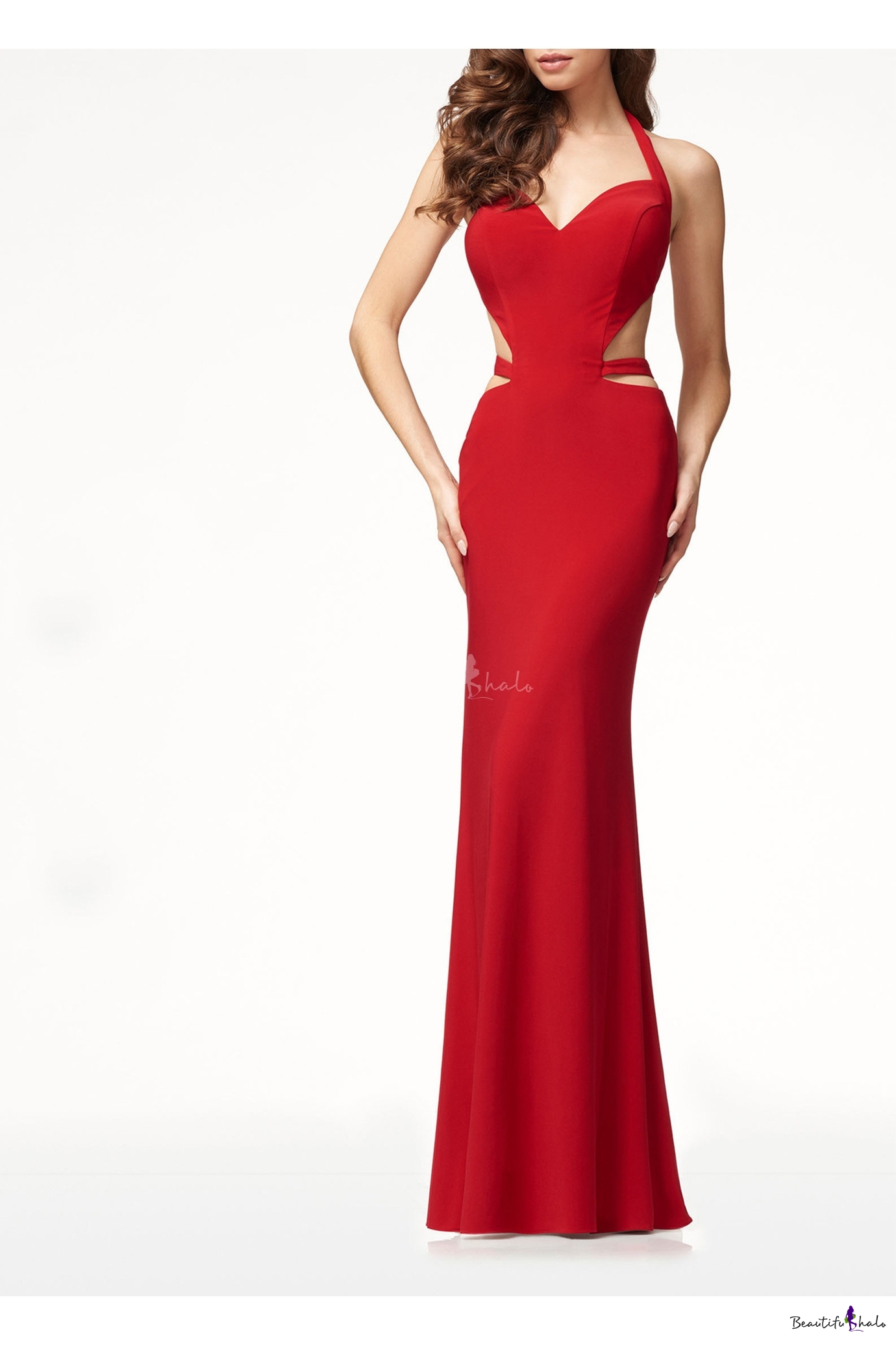 plain red gown