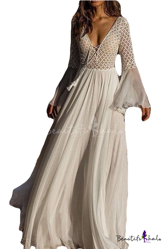 white maxi chiffon dress