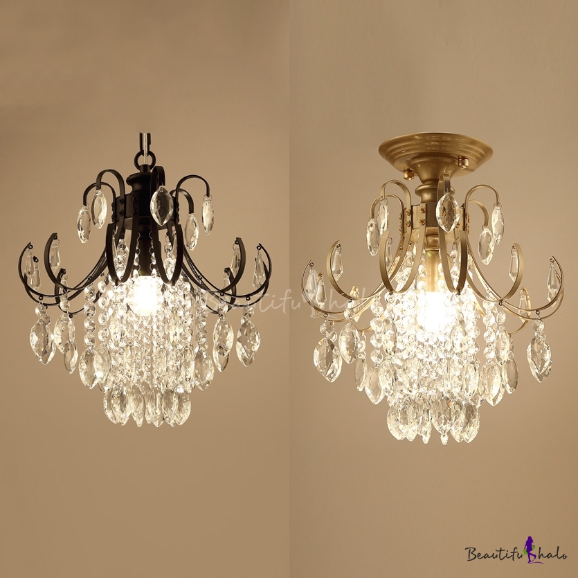 Single Bulb Small Chandelier With Clear, Small Crystal Chandelier For Foyer