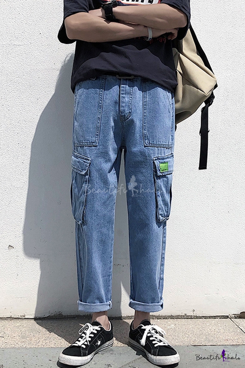 light blue cargo jeans