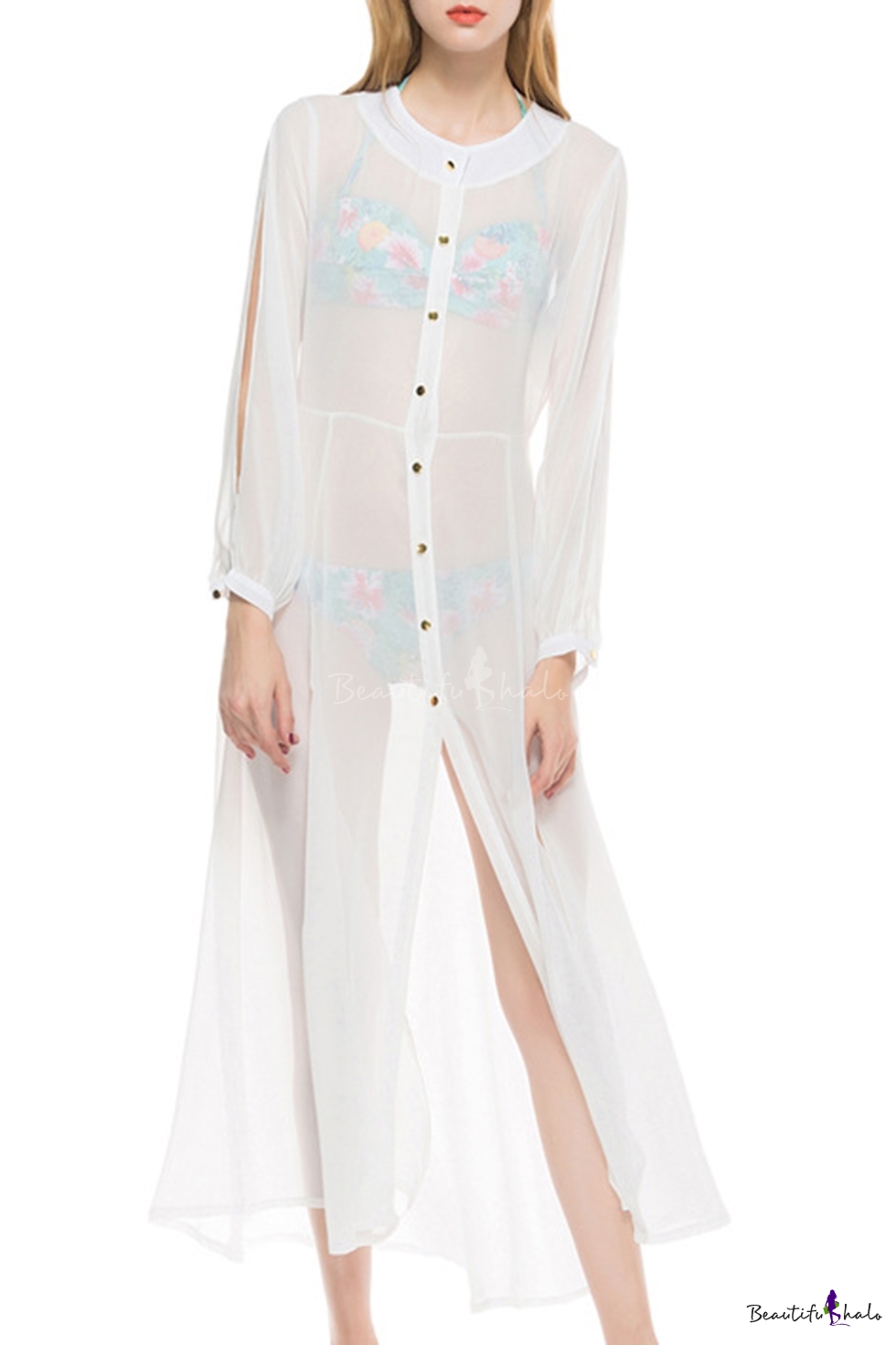 white long cover up dress
