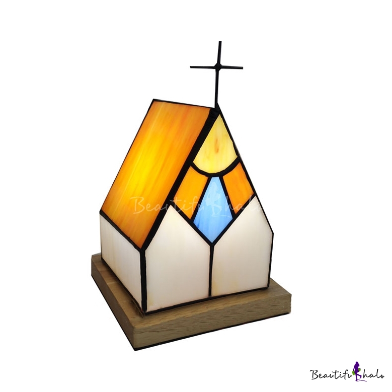 Light Tiffany Creative Table, Stained Glass Cross Table Lamp