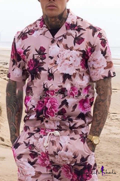 pink button up shirt mens