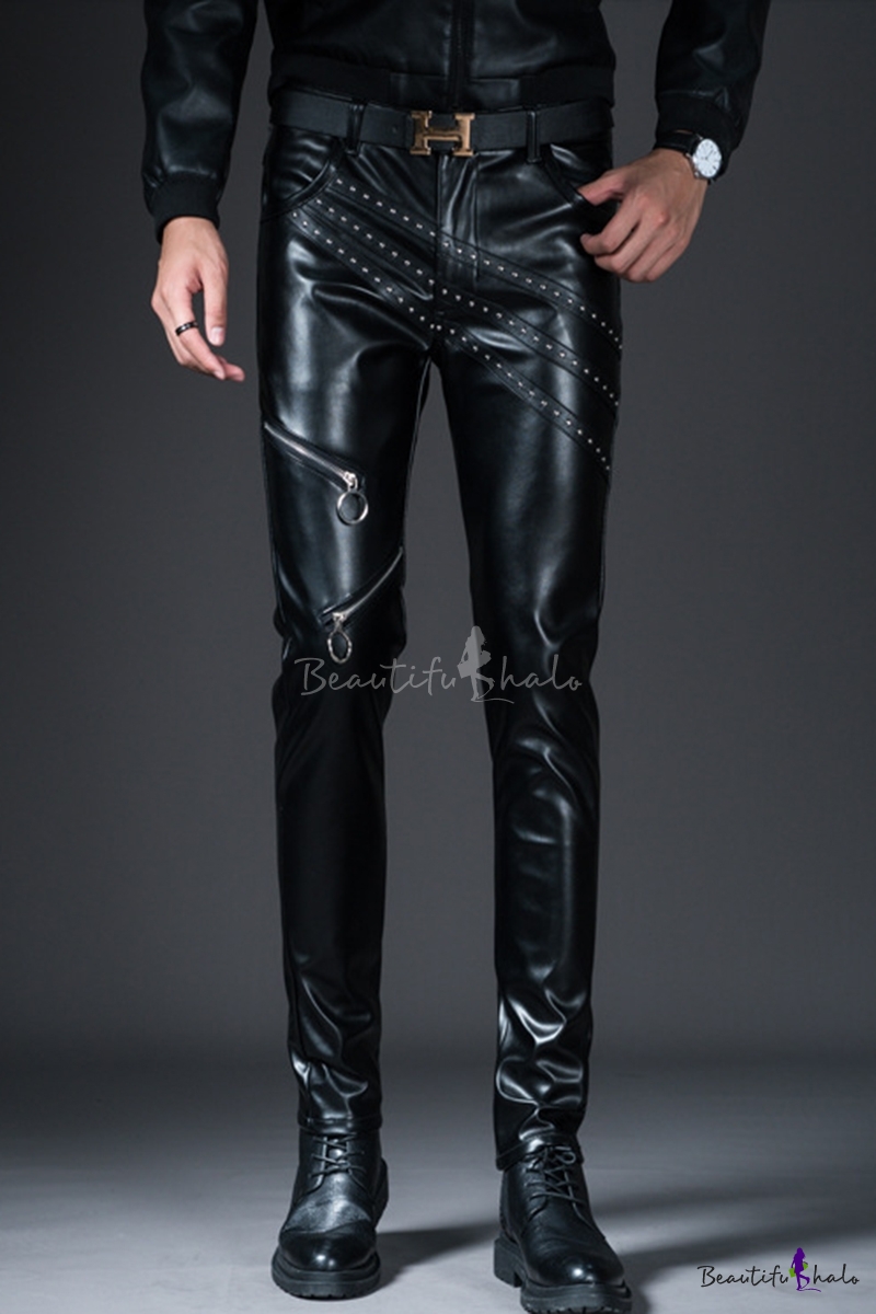 black leather pants with knee high boots