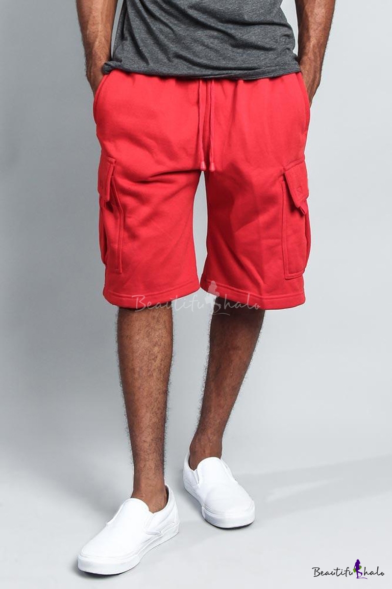Men's Summer Fashion Flap Pocket Drawstring Waist Casual Relaxed Cargo