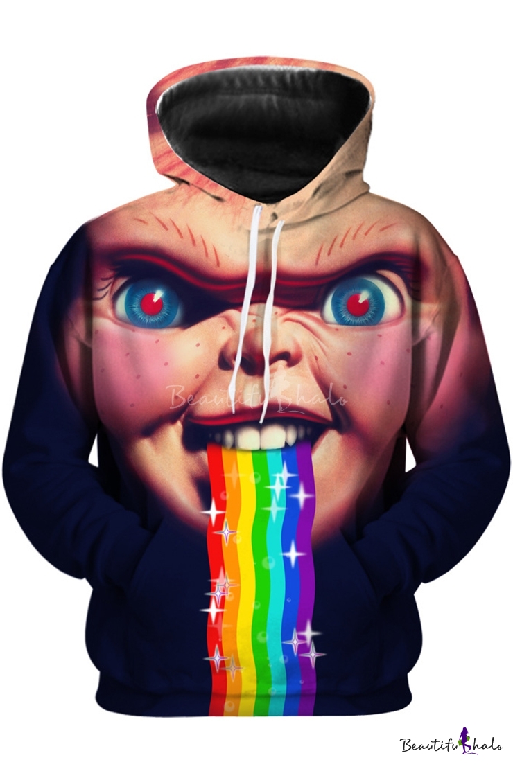 Popular Funny Rainbow Chucky Figure Print Sport Loose Unisex Hoodie ...