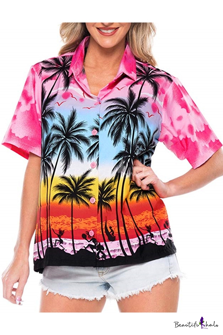 Гавайская рубашка на женщине