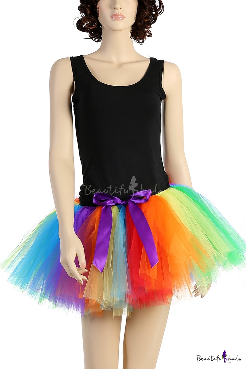 rainbow tulle skirt womens