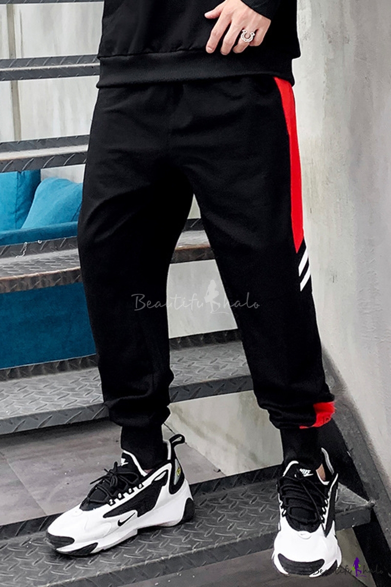 black loose track pants