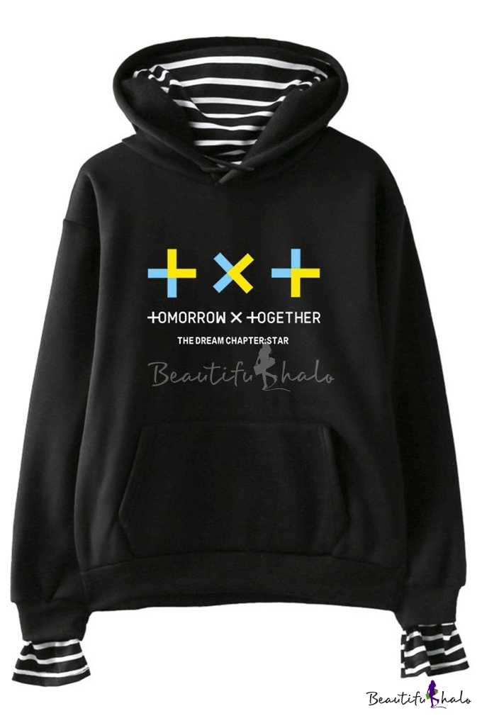 XTX Womens Color Block Long Sleeve Cropped Drawstring Fitness Tops Stylish Sweatshirts