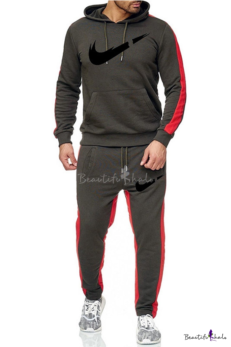 Hajotrawa Men Hooded Trendy Pullover Drawstring Color Block Sweatshirts 