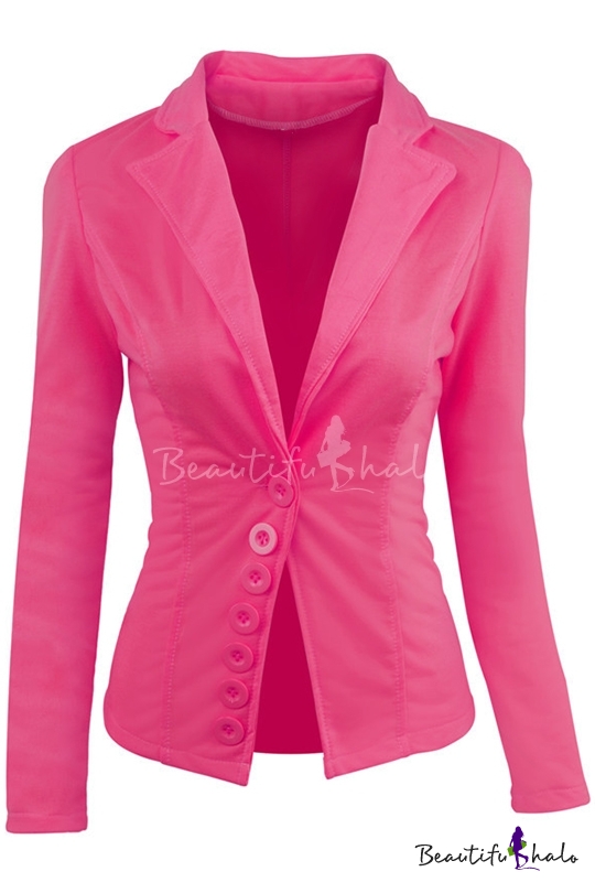Women's 7 Colors Slim Fit Blazer Jacket Notched Office Work Open Front 