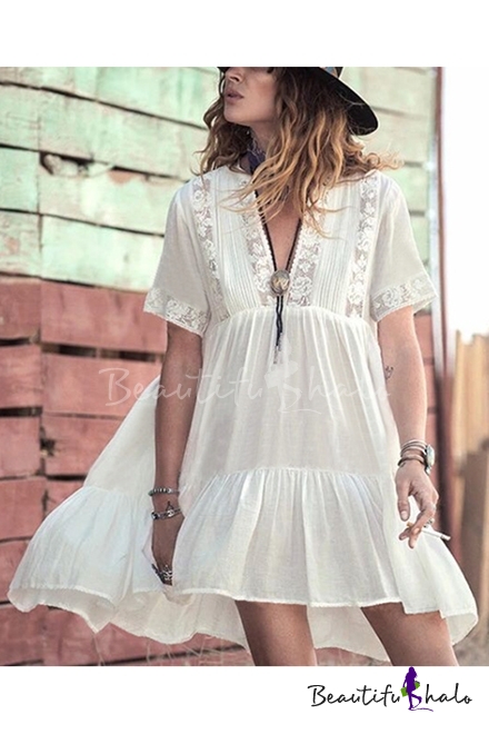 white mini swing dress