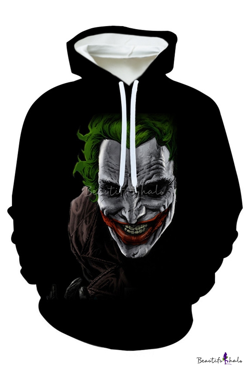 Hot Fashion Joker Character 3D Printed Long Sleeve Drawstring Pullover ...